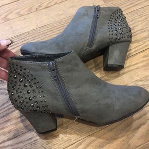 Grey studded booties